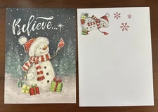 Snowman Believe Christmas Religious Greeting Card w/ matching Envelope