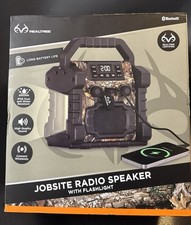 RealTree Jobsite Bluetooth Radio Speaker LED Flashlight USB Water Resistant NEW