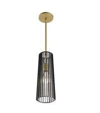Gatsby 40-Watt 1 Light Black & Gold Modern Cage Mini Pendant Light Fixture