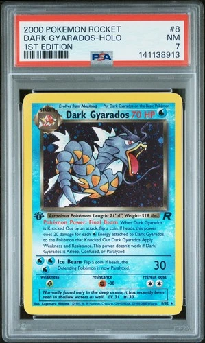 2000 POKEMON ROCKET 1ST ED #8 DARK GYARADOS-HOLO PSA 7