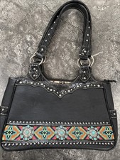 Montana West American Bling Embroidered Embellished Purse Western Bag Black