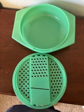 Vintage Tupperware Tarka do sałatek serowych Rozdrabniacz i miska Jadeitowa zielona