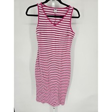 Old Navy Women's Pink White Stripped Sleeveless V-neck Tank Dress Size SP