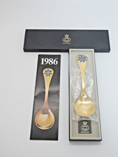 Georg Jensen Jahreslöffel Sterlingsilber vergoldet 1986 Full Set 925