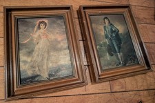 1950s Pinkie & Blue Boy Wooden Framed Prints AGED Lawrence Gainsborough 8x10 