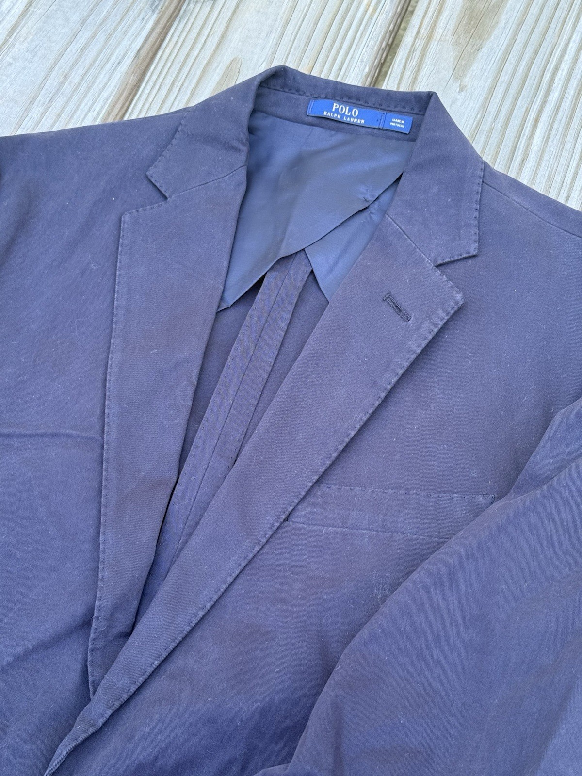 Polo Ralph Lauren Navy Chino Blazer Mens Slim 38R Unstructured Cotton Sportcoat