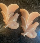 Shawnee Vintage Pottery Wall Pockets Bird Cornucopia Peach Pair