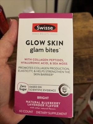Swisse Glow Skin Glam Bites Collagen Peptides Hyaluronic Acid & Sea Moss Fiber