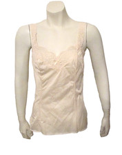 Olga 925 Blush Silky Nylon Stretch Lace Bodice Form Fitted Camisole Cami Slip M
