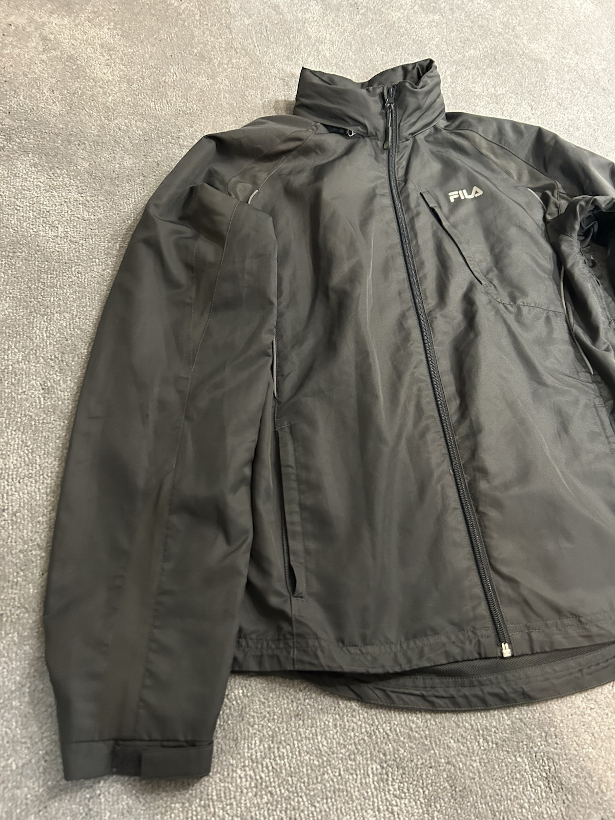 Giacca a vento Fila uomo retrò grigio conchiglia cappuccio pieghevole