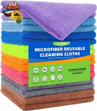 Microfiber Cleaning Cloths 16 Pack 8 Color Cleaning Rags for Housekeeping Home K
