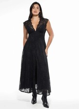 Popilush Black 2XL Shapewear Lace Fantasy Maxi Sculpting Dress Set Boho Vintage
