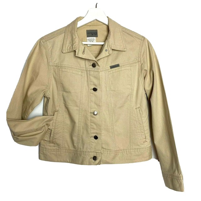 Riveted by Lee Beige Denim Jean Jacket Women's Size Medium. MaW83 eBay