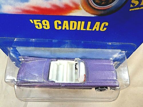 1991 Hot Wheels Blue Card Collector #266 '59 CADILLAC Lavender w/White Wall BWSp - Picture 3 of 5