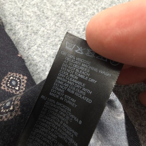 REISS Shirt Men LARGE Black Diamond Short Sleeve Button Up Casual Viscose Size L - Picture 4 of 9