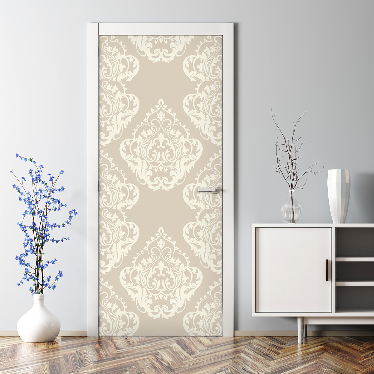 Baroque royal Bubble Free Door sticker brown and white Decal Decor
