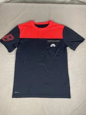 Nike SB Shirt Boys XL Blue Red Pocket Tee Short Sleeve Skateboarding Kids
