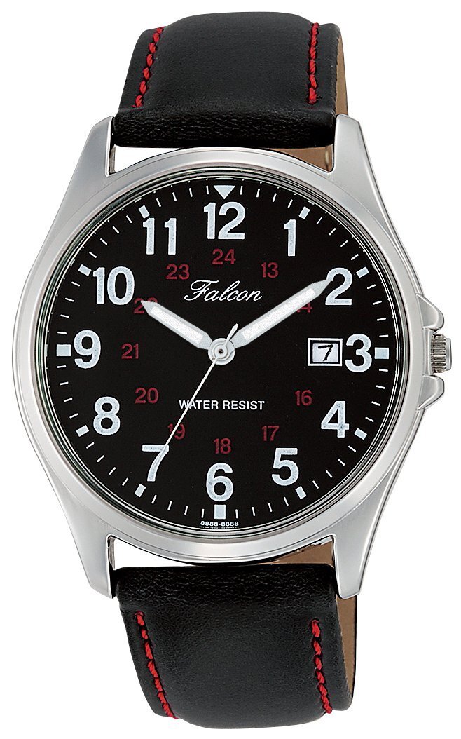 競輪選手時計 CITIZEN Q&Q Men's Watch D026-305 Falcon Analog Leather Belt Black
