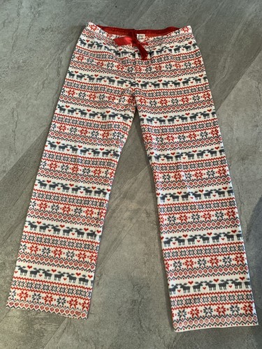 PJ SALVAGE Red/Gray FAIR ISLE MOOSE Print Plush Drawstring Lounge Pants Sz M