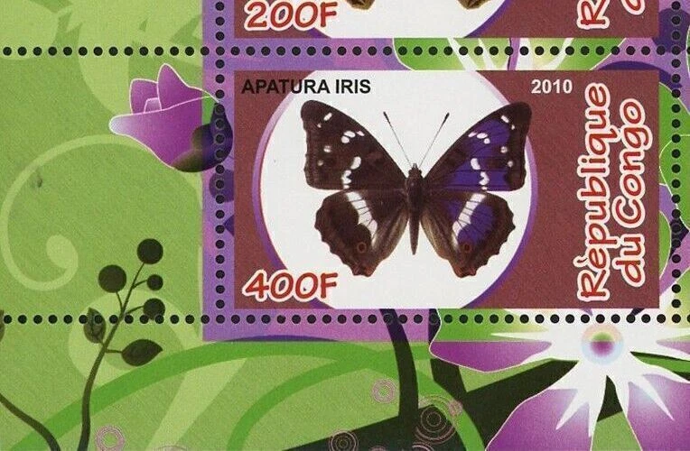 Congo Butterfly Insect Pandora Nature Souvenir Sheet of 4 Stamps Mint NH - Image 3 of 4