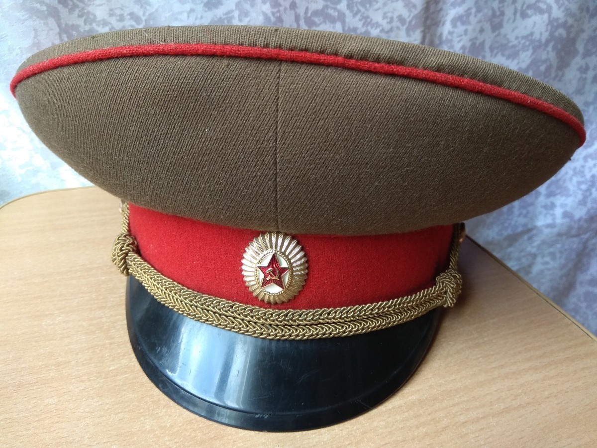 Vintage Soviet Russian Military Officer Visor Cap Hat size 55 USSR