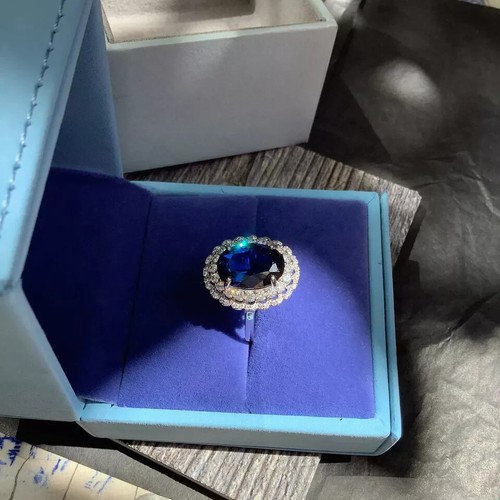 AAA 4.40 Ct Oval Natural Sapphire Diamond Ring 14K Solid White Gold Size All - Picture 3 of 7