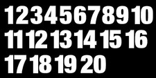 1-20 Numbers Reflective White Sticker Vinyl Decals 1" - 10" Set Of 20 586-R 