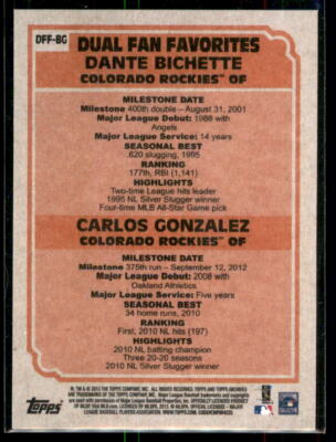 2013 Topps Archives DFF Bichette / Gonzalez #DFF-BG Colorado 