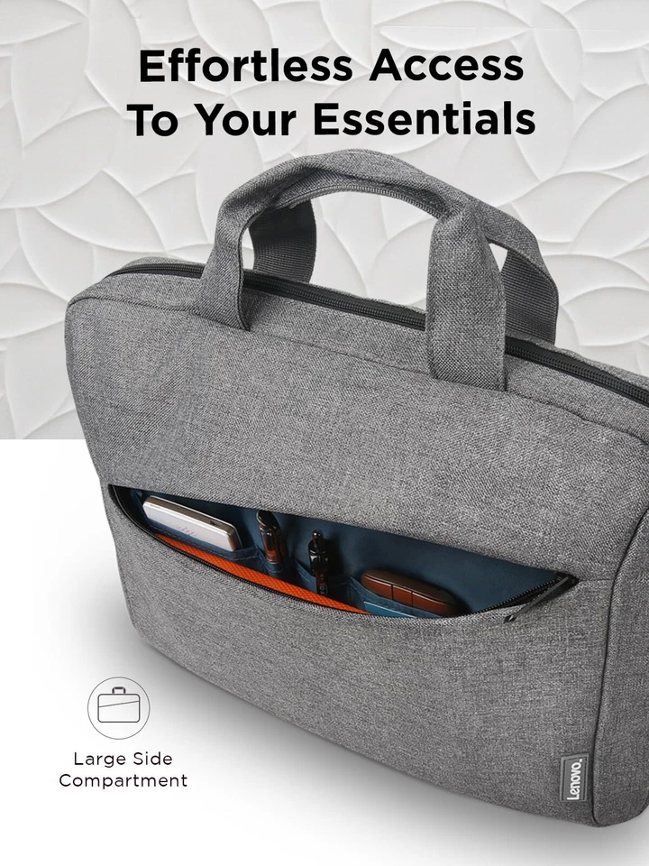 Bolso de hombro para computadora portátil Lenovo 15,6 pulgadas T210 gris resistente al agua apto para viajes Foto 4 de 4