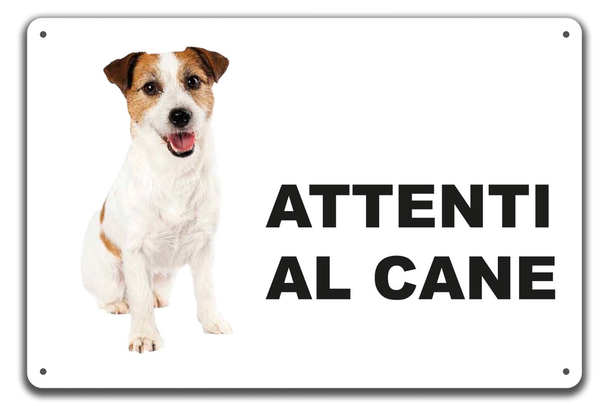 "Attenti Al Cane" Schild Aus Aluminium – 2 Stück, 30x15 Cm, Wetterfest & UV-beständig | Für Garten, Haus, Tür