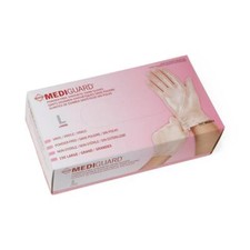Mediguard Powder-Free Clear Vinyl Exam Gloves, Size L, Box of 150