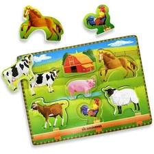Big Discoveries Wooden Puzzle - Animal Wood Puzzles for Toddlers 2+ Years Old...