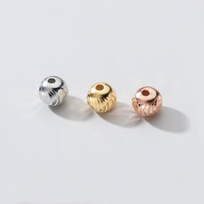 925 Sterling Silver Diy Scimitar Spacer Texture Round Ball Beads A2627
