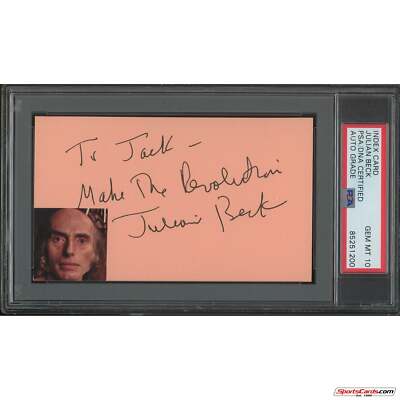 Julian Beck Poltergeist Signed Auto 3x5 Card PSA/DNA Gem Mint 10