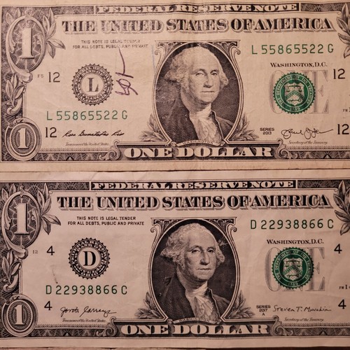 Mixed Bill Fancy Serial Numbers lot- 5 bill mix Triple Pairs notes ( 9. face) - Picture 4 of 9
