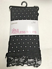 One Pair Black w/ silver polka dot Footless Sparkle Tights Size Small 36-54 LBS