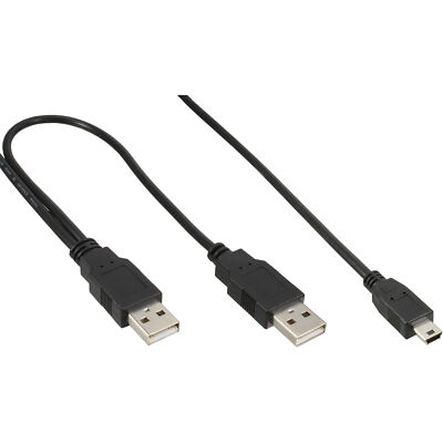 InLine  USB Mini-Y-Kabel, 2x Stecker A an Mini-B Stecker (5pol.), 1,0m
