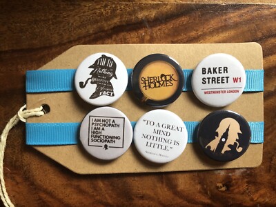 Sherlock Holmes Detective Baker St Arthur Conan Doyle - Button Pin Anstecker Set