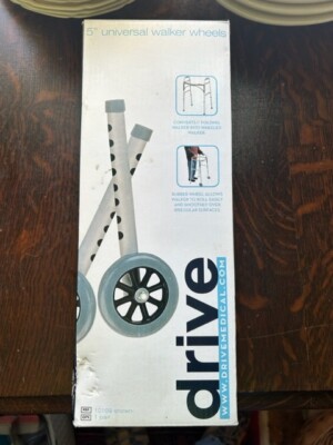 Drive Medical 5'' Adjustable Universal Walker Wheels Non-Skid, Converts Walker