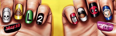 DEADPOOL 2 POSTER NAIL ART WADE WILSON RYAN RAYNOLDS MORENA BACCARIN JOSH BROLIN