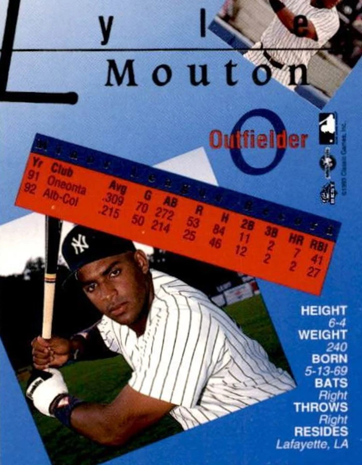 1993 Classic Best Gold Lyle Mouton Albany-Colonie Yankees #3 - Image 2 of 2