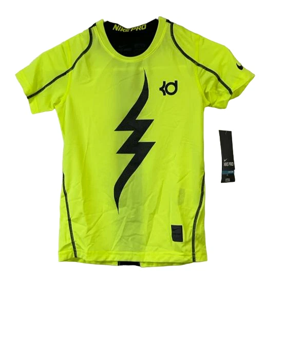 Boy's Nike 'KD Pro Cool' Fitted Compression T-Shirt, Yellow/Black, XS 7 - Image 3 of 4