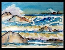New Original KEN Seascape Watercolor Painting 9x12" Pacific Ocean Surf 031020