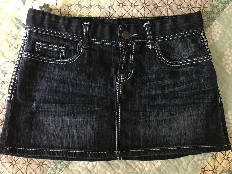 Minifalda Maurices Jean para mujer talla 7/8 azul denim puntada gruesa 5 bolsillos 30X12 Foto 2 de 4