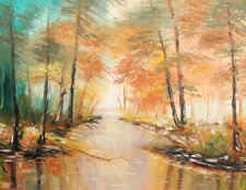 Contemporary European oil painting landscape signed