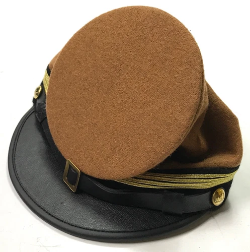 CIVIL WAR CONFEDERATE CSA GENERAL OFFICER BUTTERNUT WOOL KEPI BUMMER CAP-LARGE