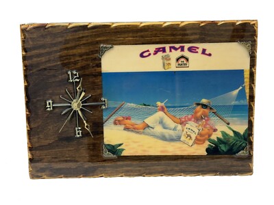 VTG Joe Camel R.J. Reynolds Tobacco Clock Wood Resin Beach Hammock The Pantry