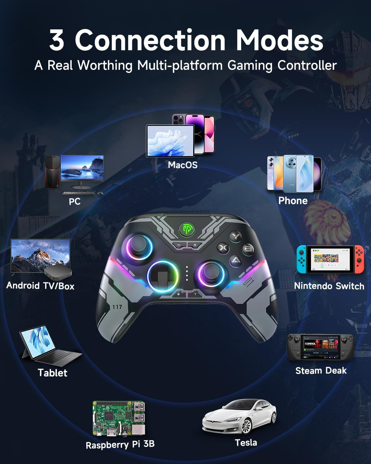 X15 Gamepad Wireless: Design Ergonomico e Luci RGB per il tuo PC - 3