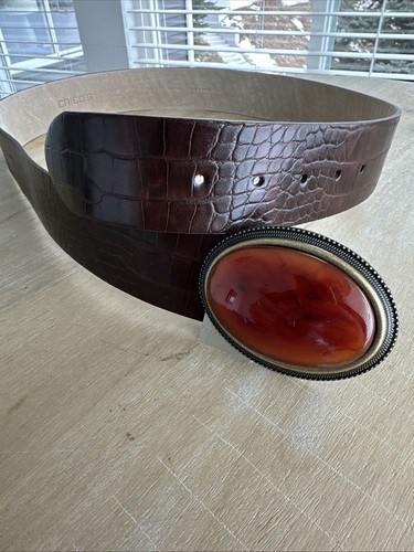 Chico's Karneol Leder lässiger Gürtel Größe L Kakaobohne neu 69 $ - Bild 5 von 8