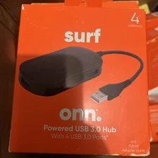 Surf Onn 100009061 Black Wired 5V Powered USB 3.0 Hub with 4 USB 3.0 Ports